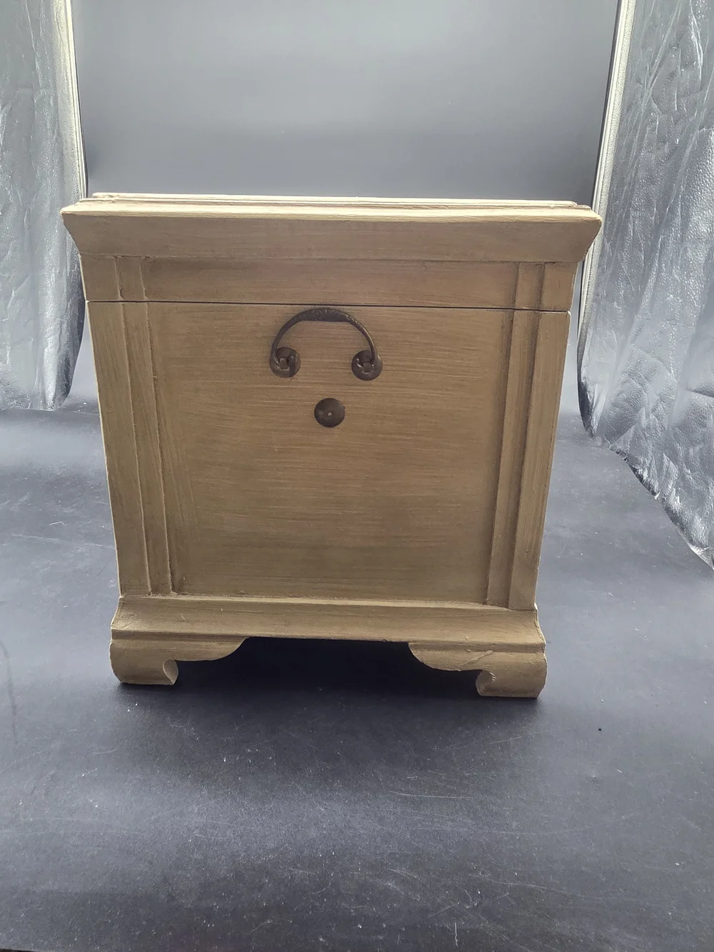 French Country Painted Wood 13 Inch Tall Jewelry Storage Box Chest Red Rose